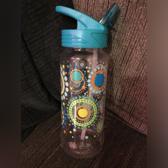 Colorful Patterned Water Bottle with Blue Lid - Picture 2 of 2